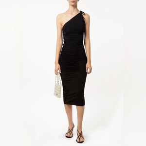 MATERIEL TBILISI Designer One Shoulder Ruched Dress Black Sz XS New Without Tag